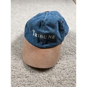 Cobra Caps Tribune Denim Baseball Hat Blue Tan Two Tone Strapback VTG Cap
